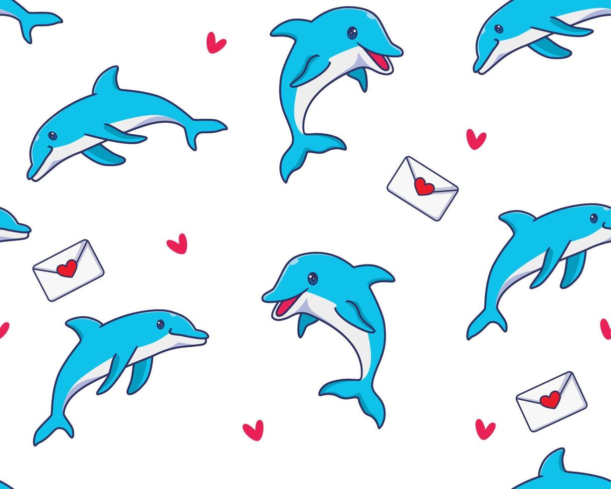 seamless pattern dolphin illustration background vector