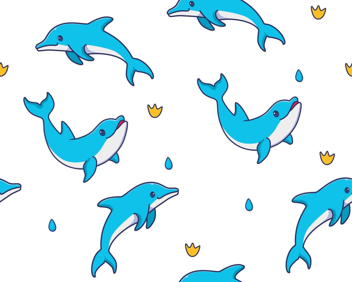 seamless pattern dolphin illustration background vector