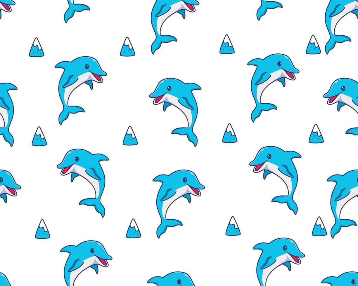 seamless pattern dolphin illustration background vector