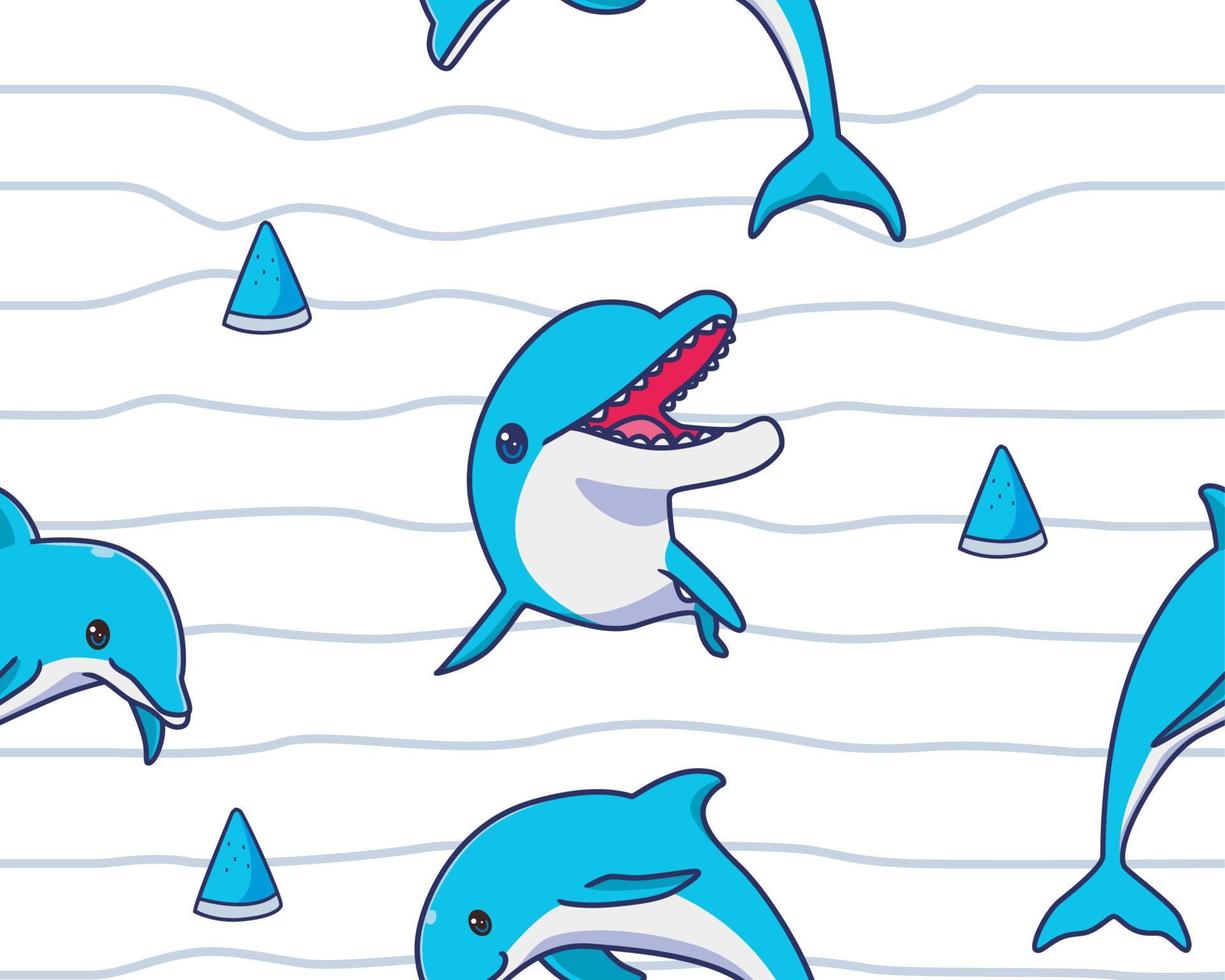 seamless pattern dolphin illustration background vector