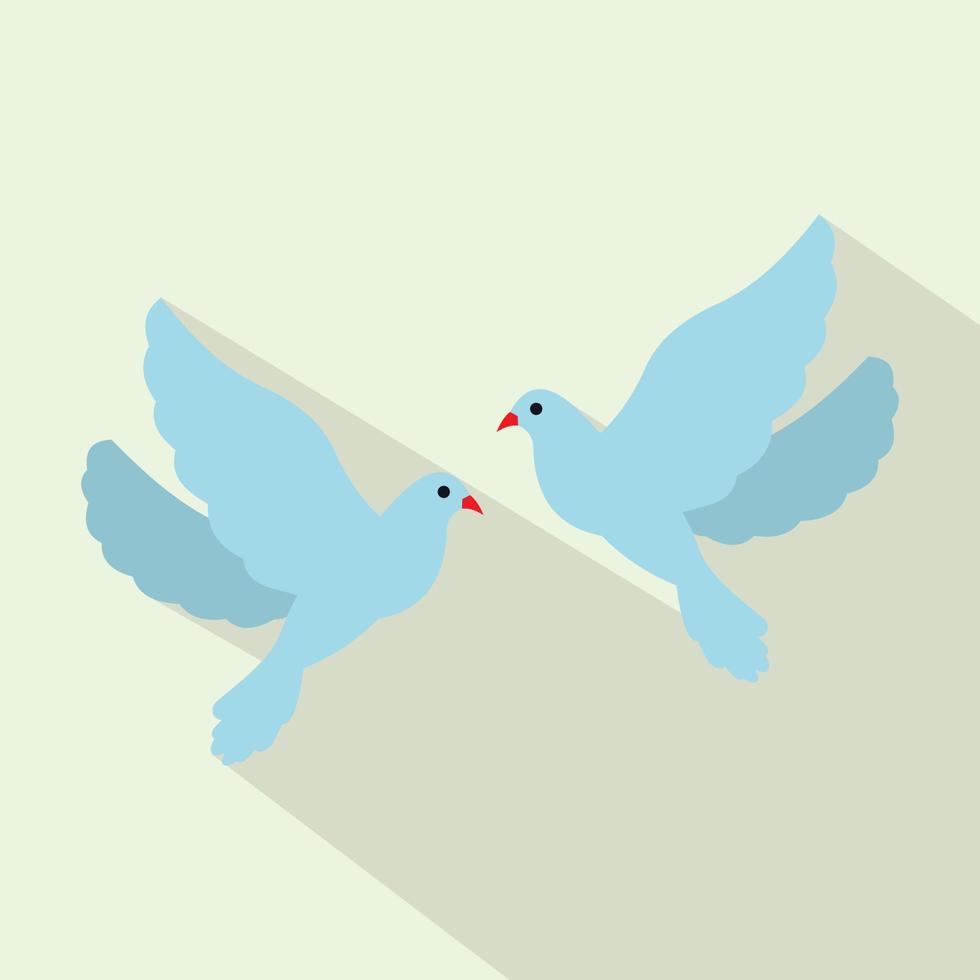 icono plano de dos palomas vector