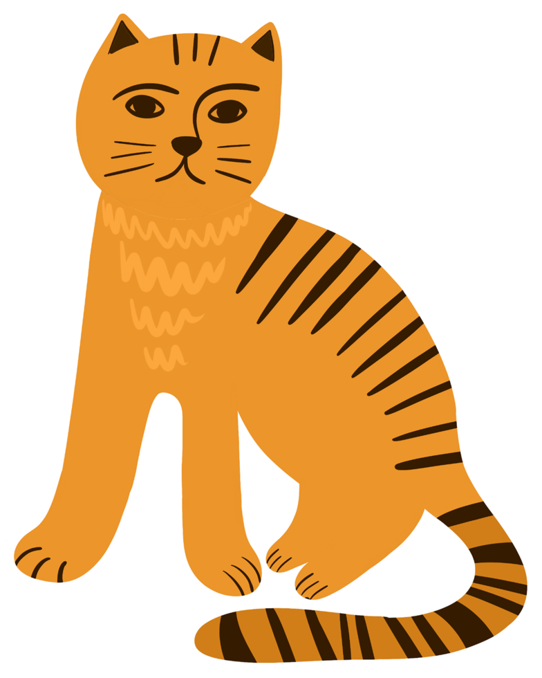 Doodle Orange Cat 14020633 PNG