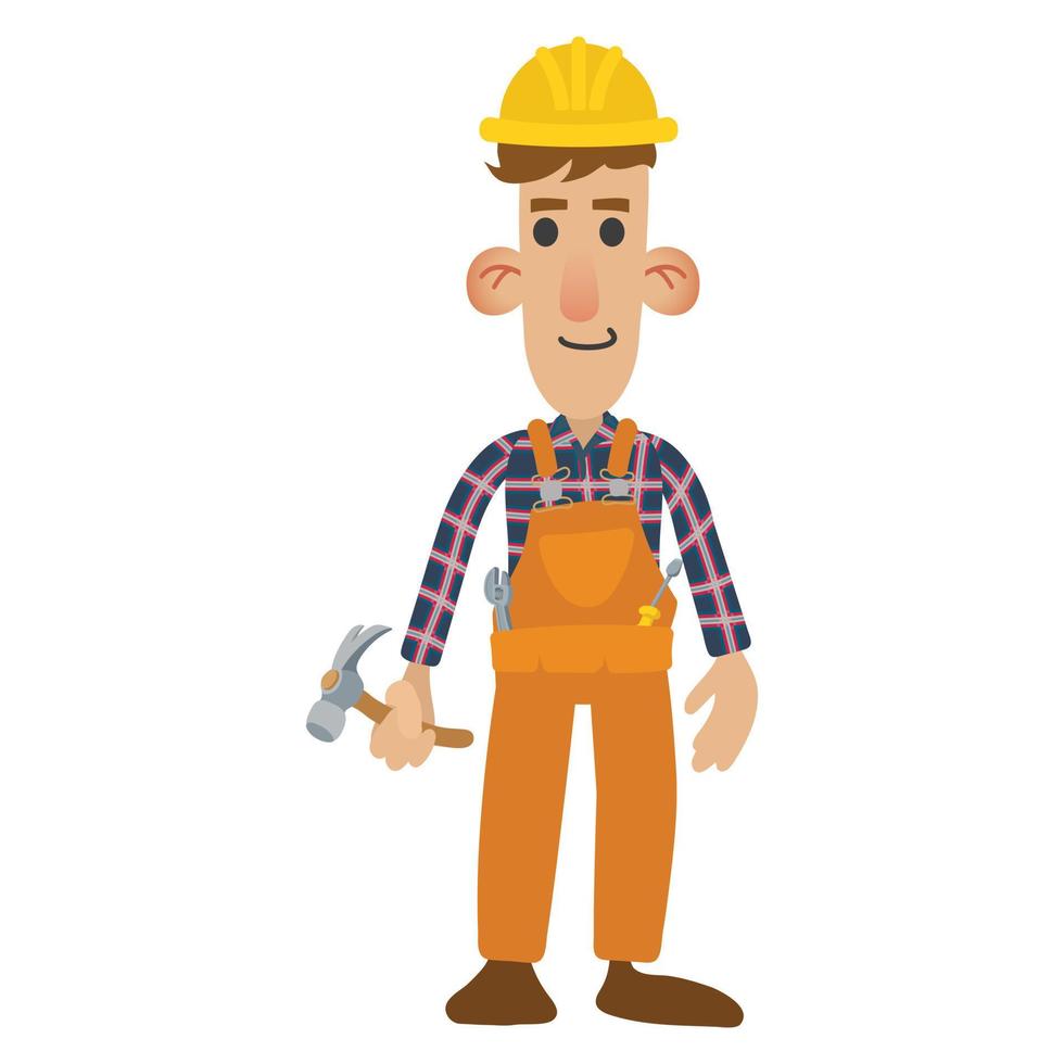 dibujos animados de trabajador de la construcción vector