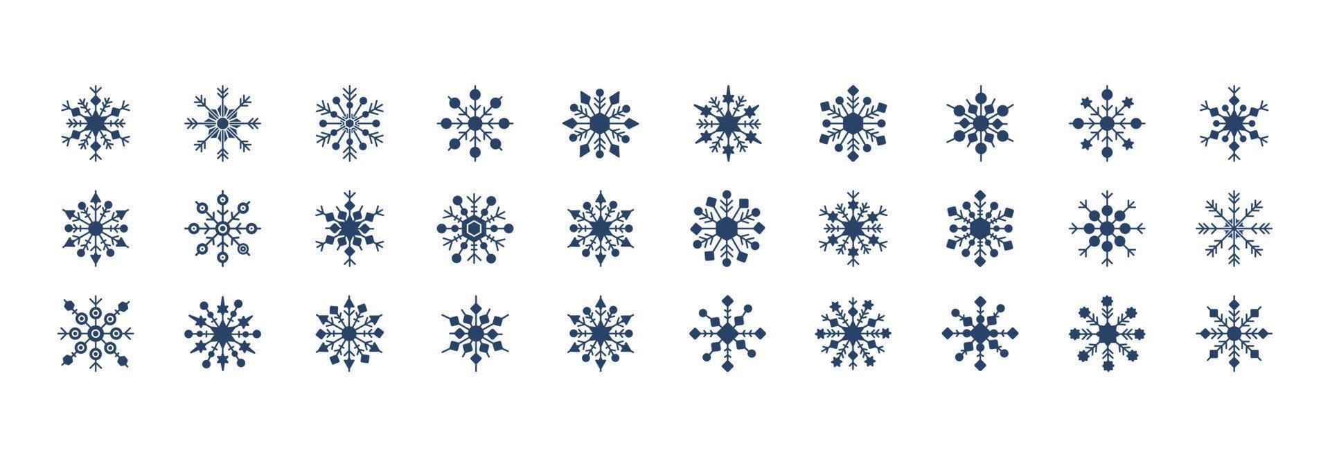 colección de íconos relacionados con los copos de nieve, incluidos íconos como frío, nieve, invierno y más. ilustraciones vectoriales, conjunto perfecto de píxeles vector