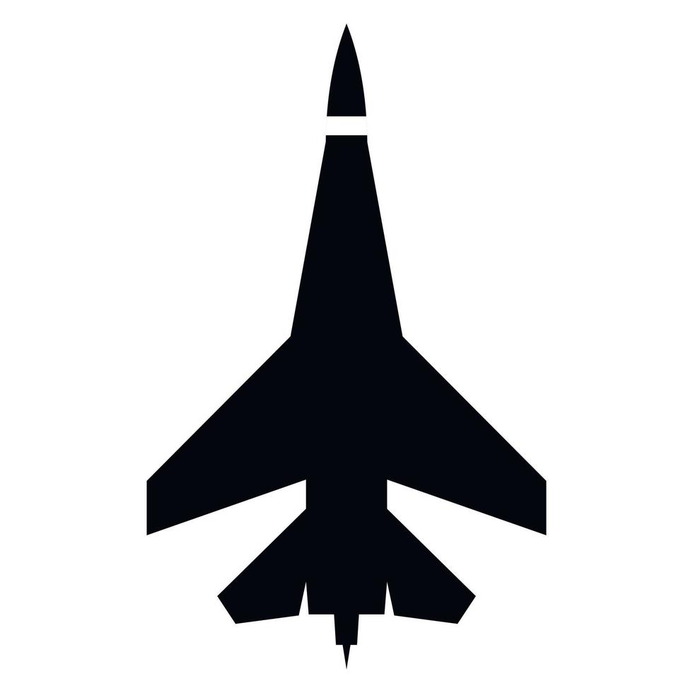 Flying jet fighter simple icon vector
