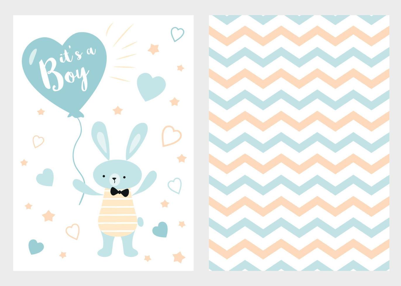 es un niño conjunto de plantillas azules, blancas y amarillas para invitaciones conejo globo zigzag vector de fondo colección de tarjetas de invitación para fiesta baby shower día del padre boda cumpleaños estilo infantil.