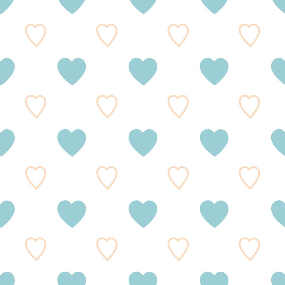 Heart pattern Endless blue romantic simple pattern Seamless texture with blue yellow hearts Template for design textile backgrounds wrapping paper package greeting cards in pastel colors Vector. vector