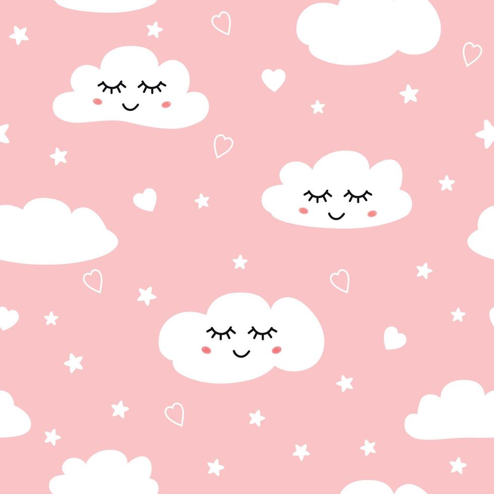 Tapis De Souris Cute Pastel Rose Aesthétique Cloud Stars Personnal