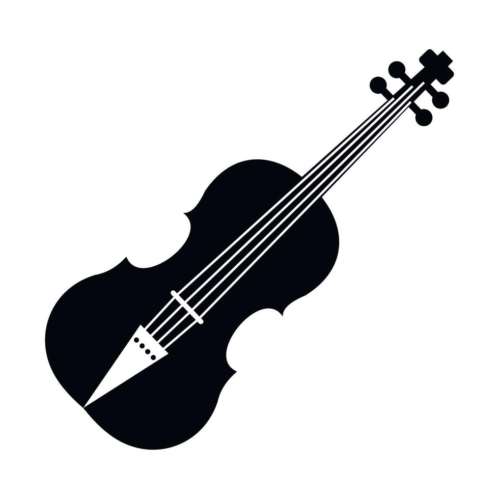 violín negro simple icono vector