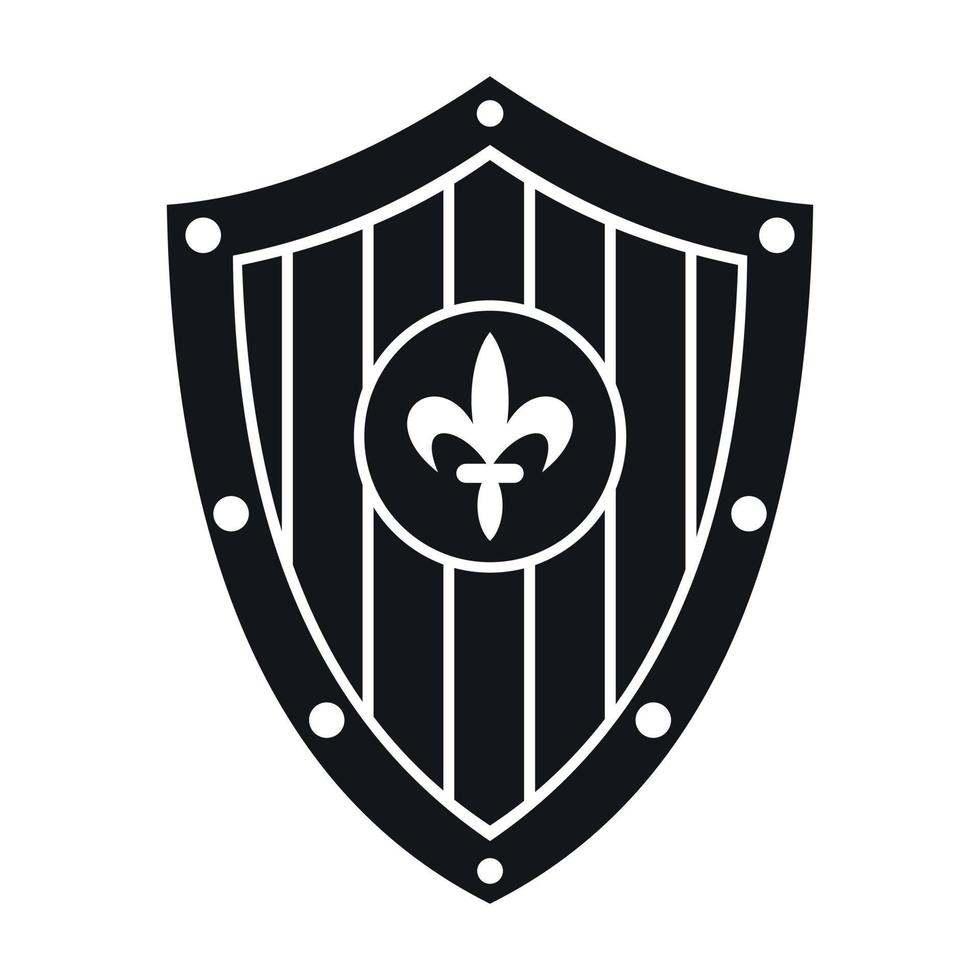 Wood shield icon simple vector. Metal crest vector