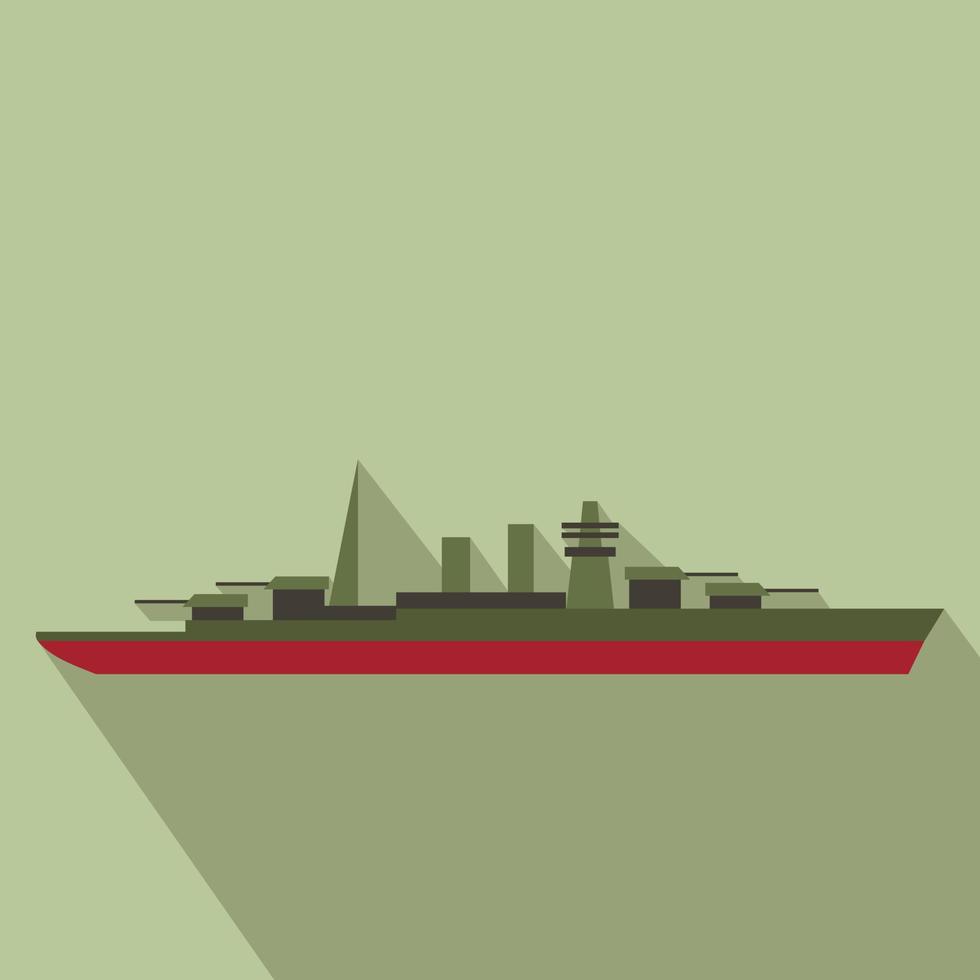 icono plano de buque de guerra vector
