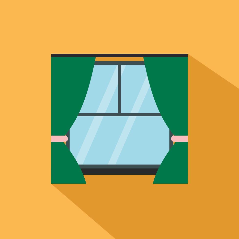 Window with curtains flat icon vector