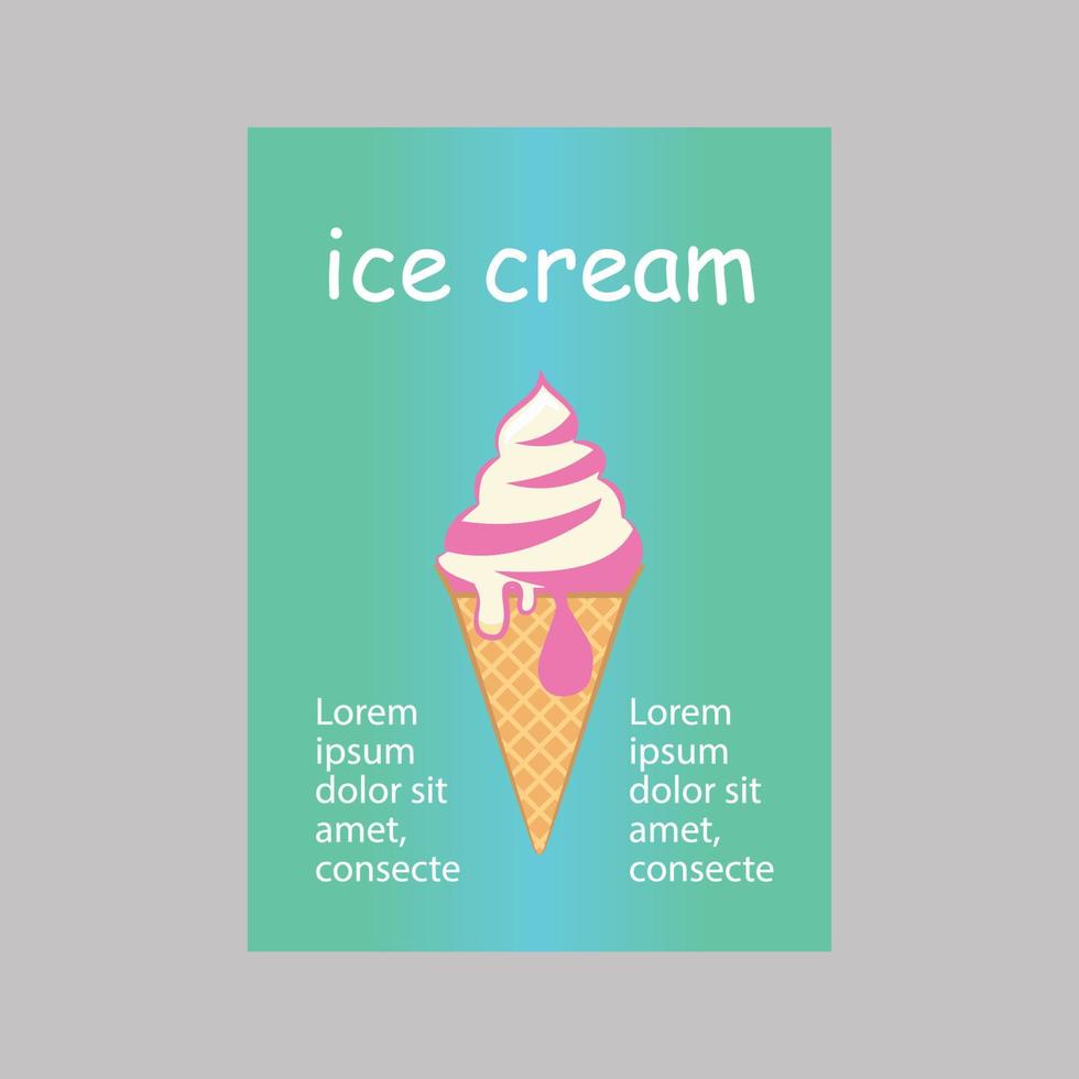 ice cream flyer green,pink and white vector