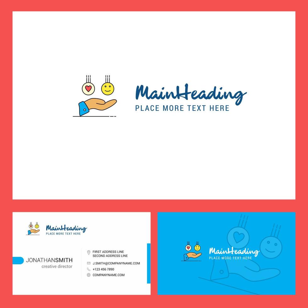 Emoji in hands Logo design with Tagline Front and Back Busienss Card Template Vector Creative Design