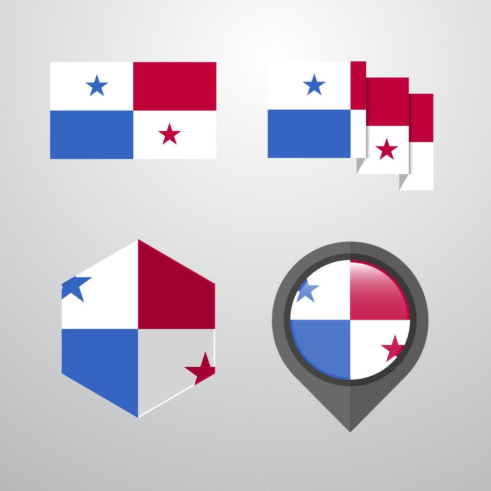 Panama flag design set vector