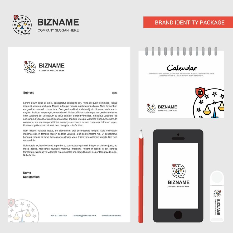 Justice Business Letterhead Calendar 2019 and Mobile app design vector template