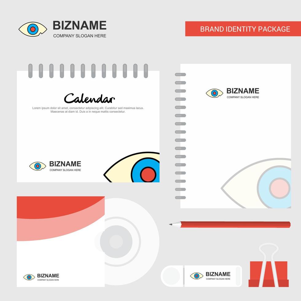 Eye Logo Calendar Template CD Cover Diary and USB Brand Stationary Package Design Vector Template