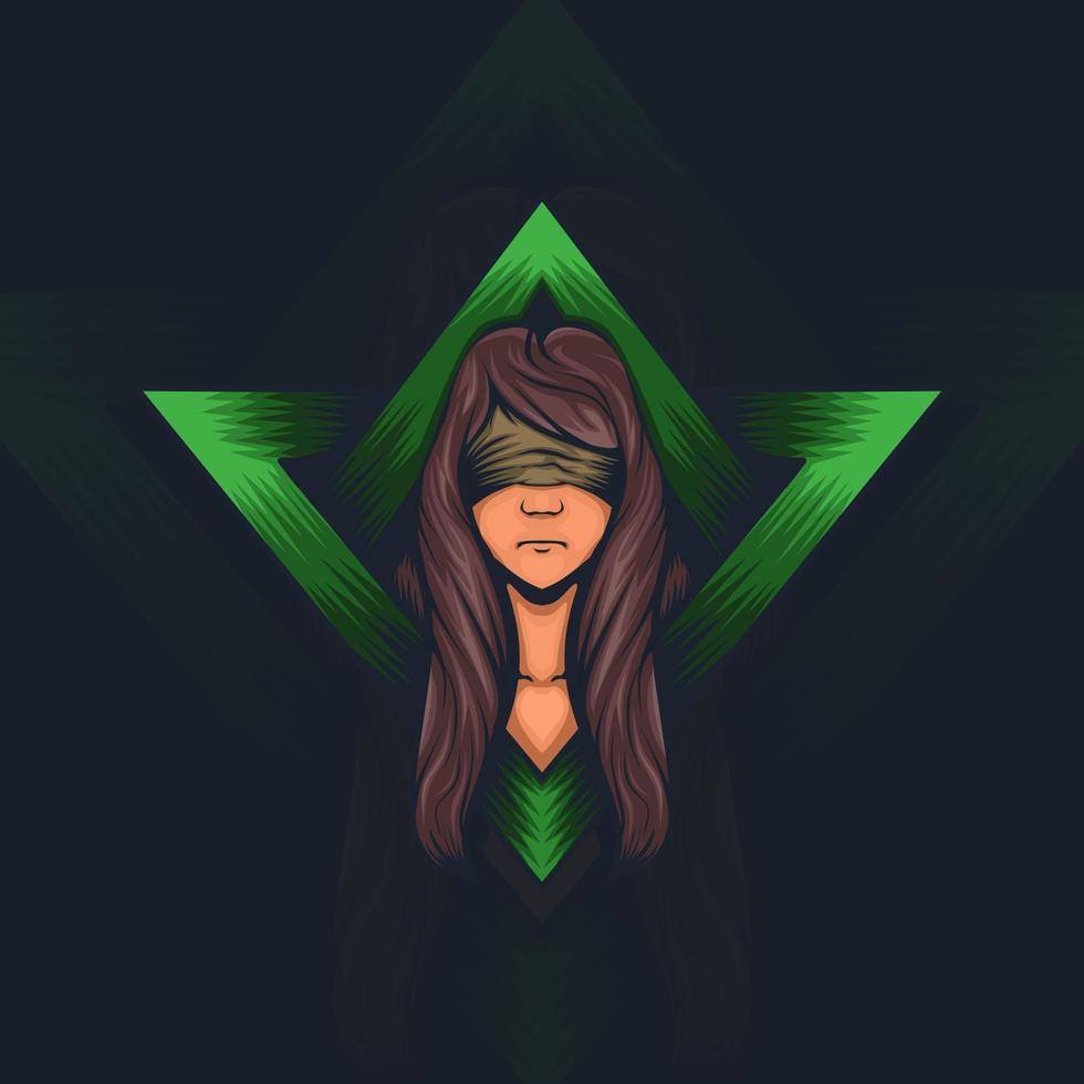 illistration of woman with triangle ornament for t-shirt vector