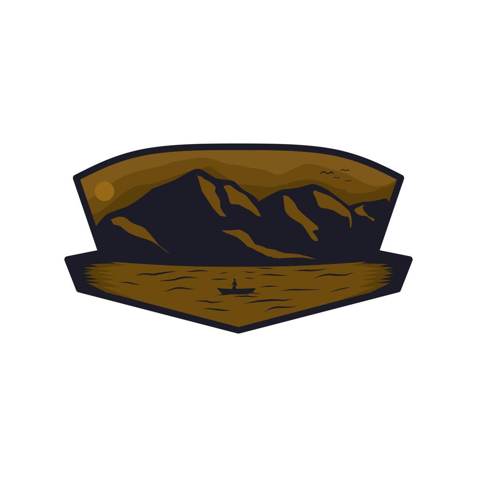 mountain adventure logo with forest vector