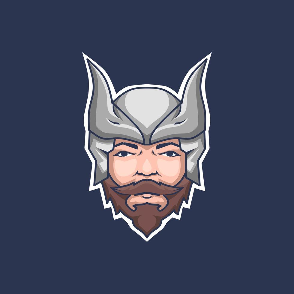 viking man logo with steel helmet vector