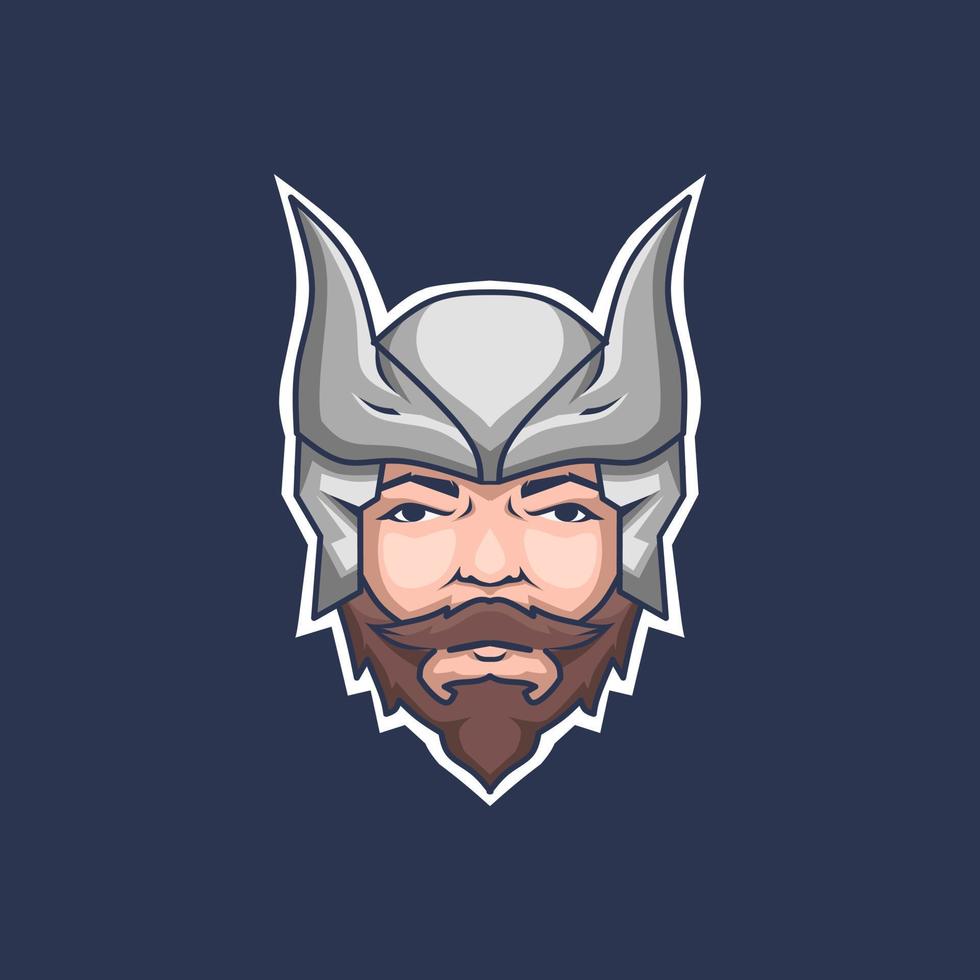 logotipo de hombre vikingo con casco de acero vector