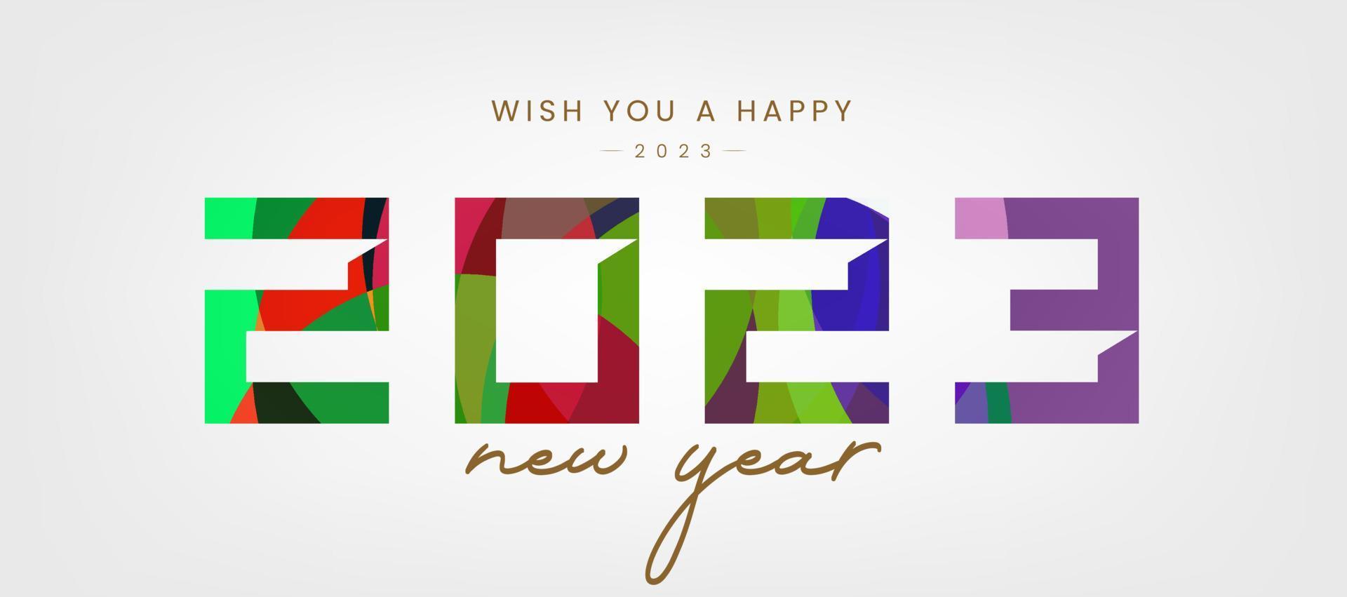 Happy New Year 2023 concept with number of the year 2023 and colorful in it on white background. vector