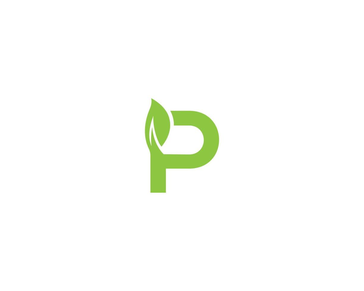 Green Leaf Letter P Logo Design Creative Modern Typography Vector Template.