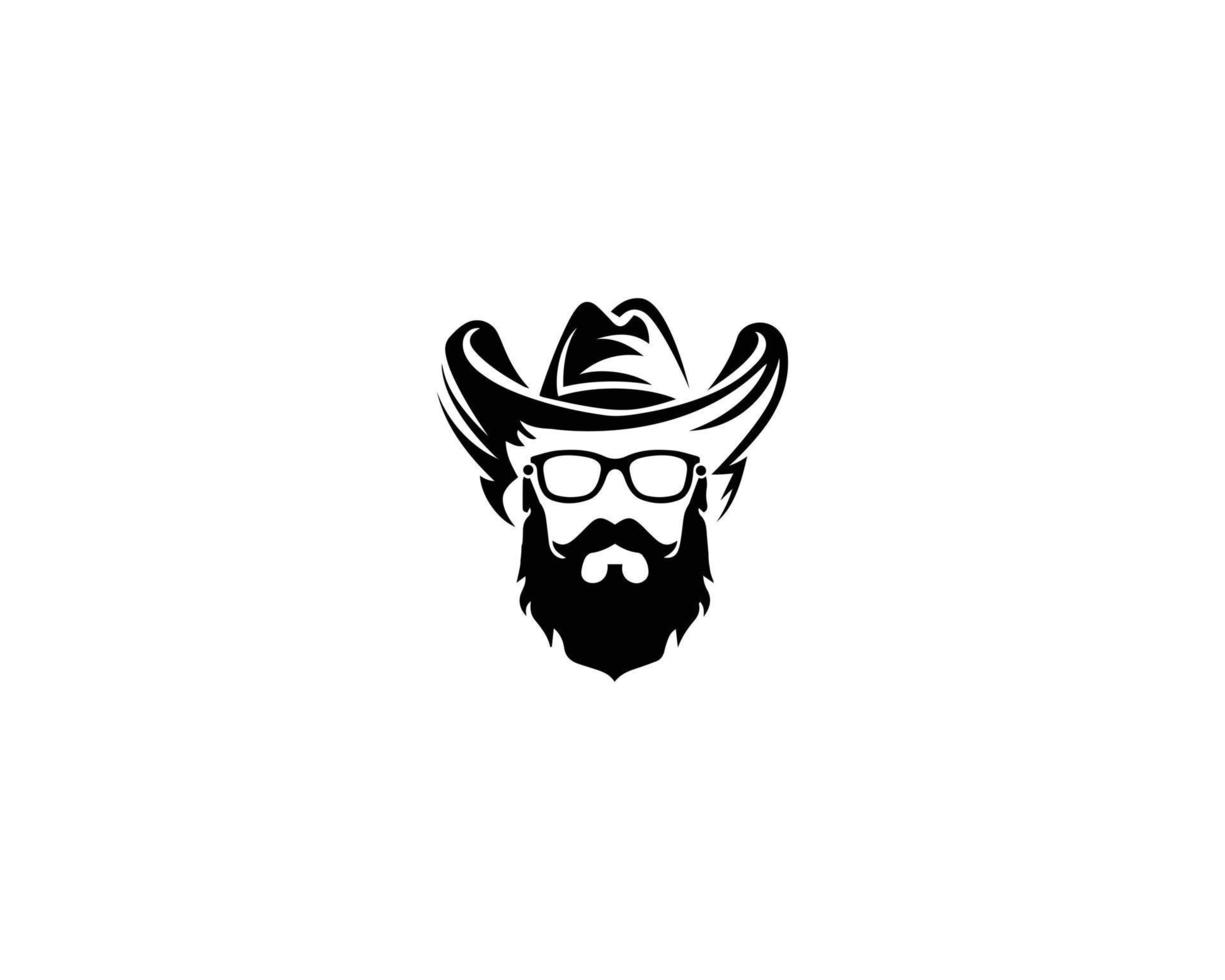 hombre fresco con barba, bigote y gafas de sol, diseño de logotipo, símbolo gráfico vectorial, ilustración creativa. vector