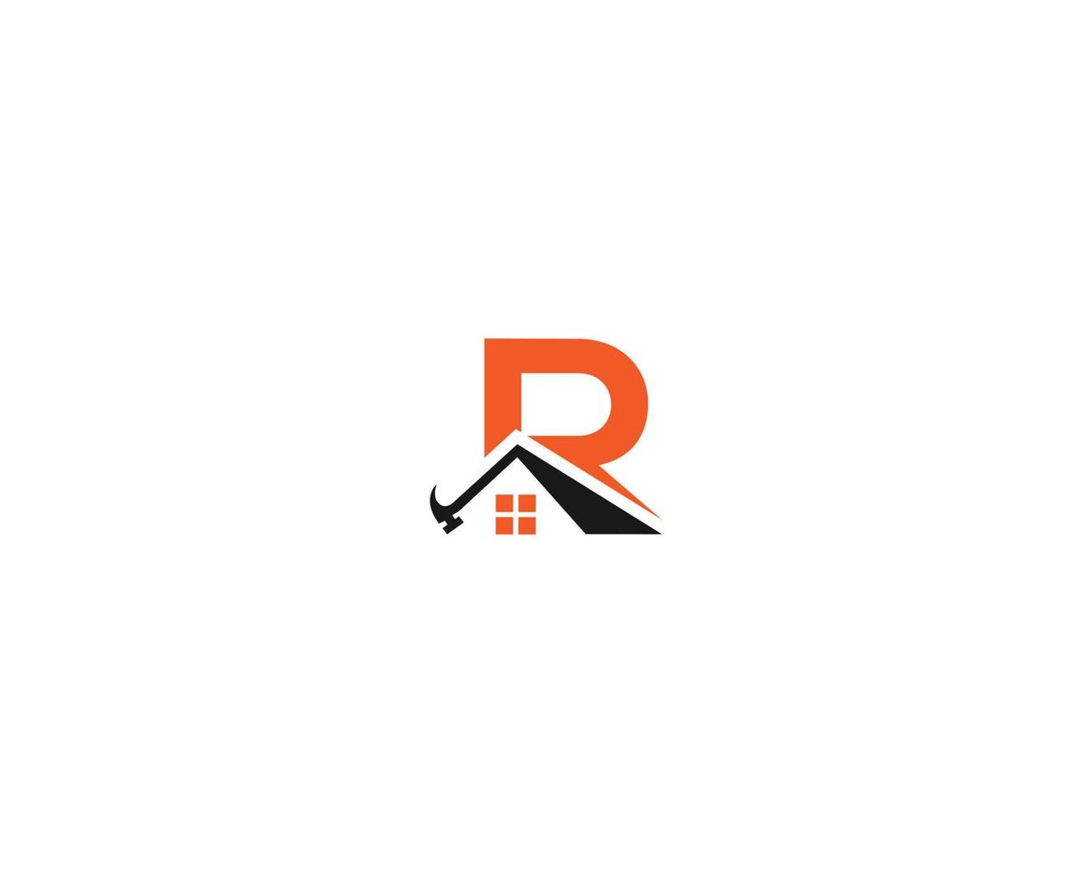 R Letter Home service And Home Repair Concept Logo Design Vector Template.