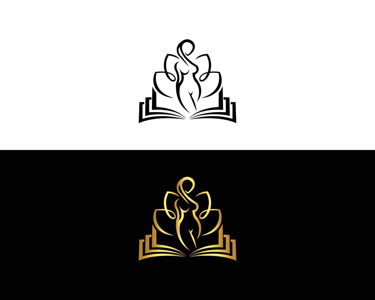 diseño de logotipo de educación de belleza con plantilla de vector de símbolo de libro.