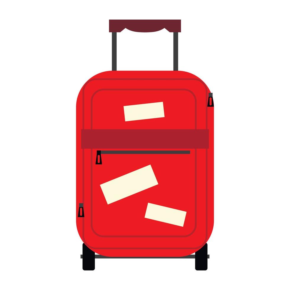 maleta, plano, icono vector