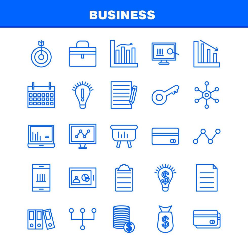 Business Line Icons Set For Infographics Mobile UXUI Kit And Print Design Include Globe Internet Network Vector Passport Euro Book Document Collection Modern Infographic Logo and Pictogra