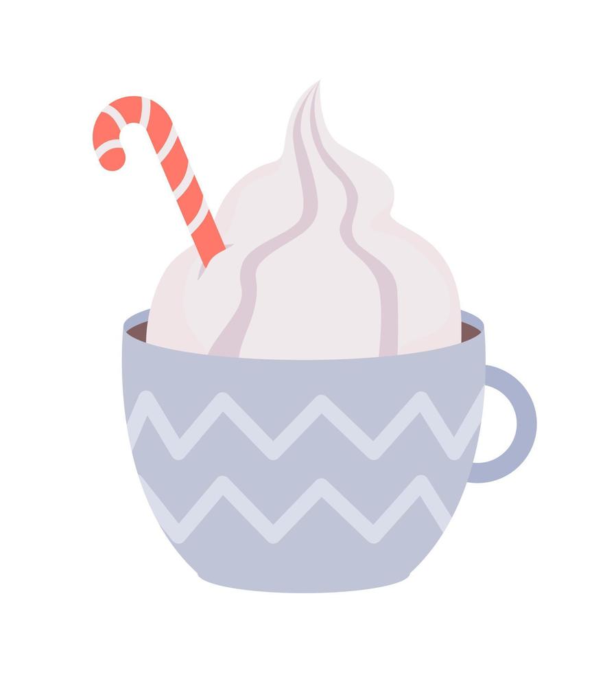 Creamy Christmas punch semi flat color vector object. Editable element. Full sized item on white. Festive hot drink simple cartoon style illustration for web graphic design and animation