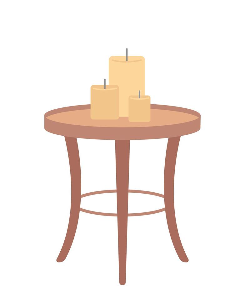 mesa elegante con velas objeto vectorial de color semiplano. elemento editable. artículo de tamaño completo en blanco. decoración navideña acogedora ilustración de estilo de dibujos animados simple para diseño gráfico web y animación vector