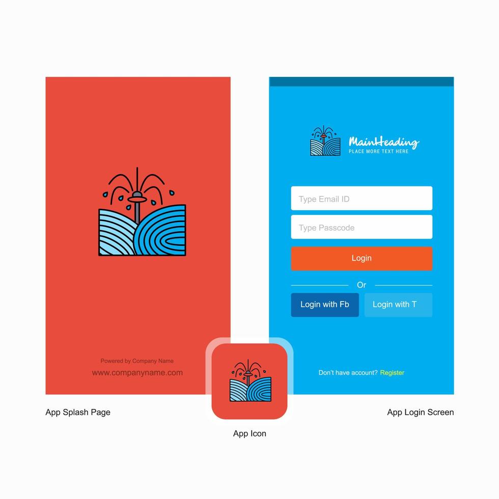 Company Pants shower Splash Screen and Login Page design with Logo template Mobile Online Business Template vector