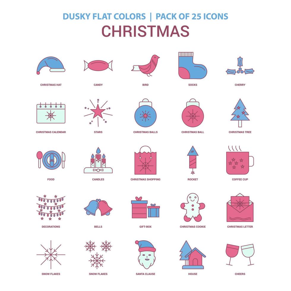 Christmas icon Dusky Flat color Vintage 25 Icon Pack vector