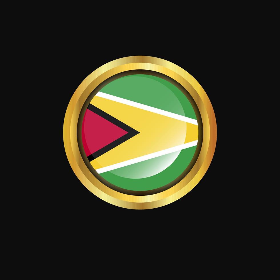 Guyana flag Golden button vector