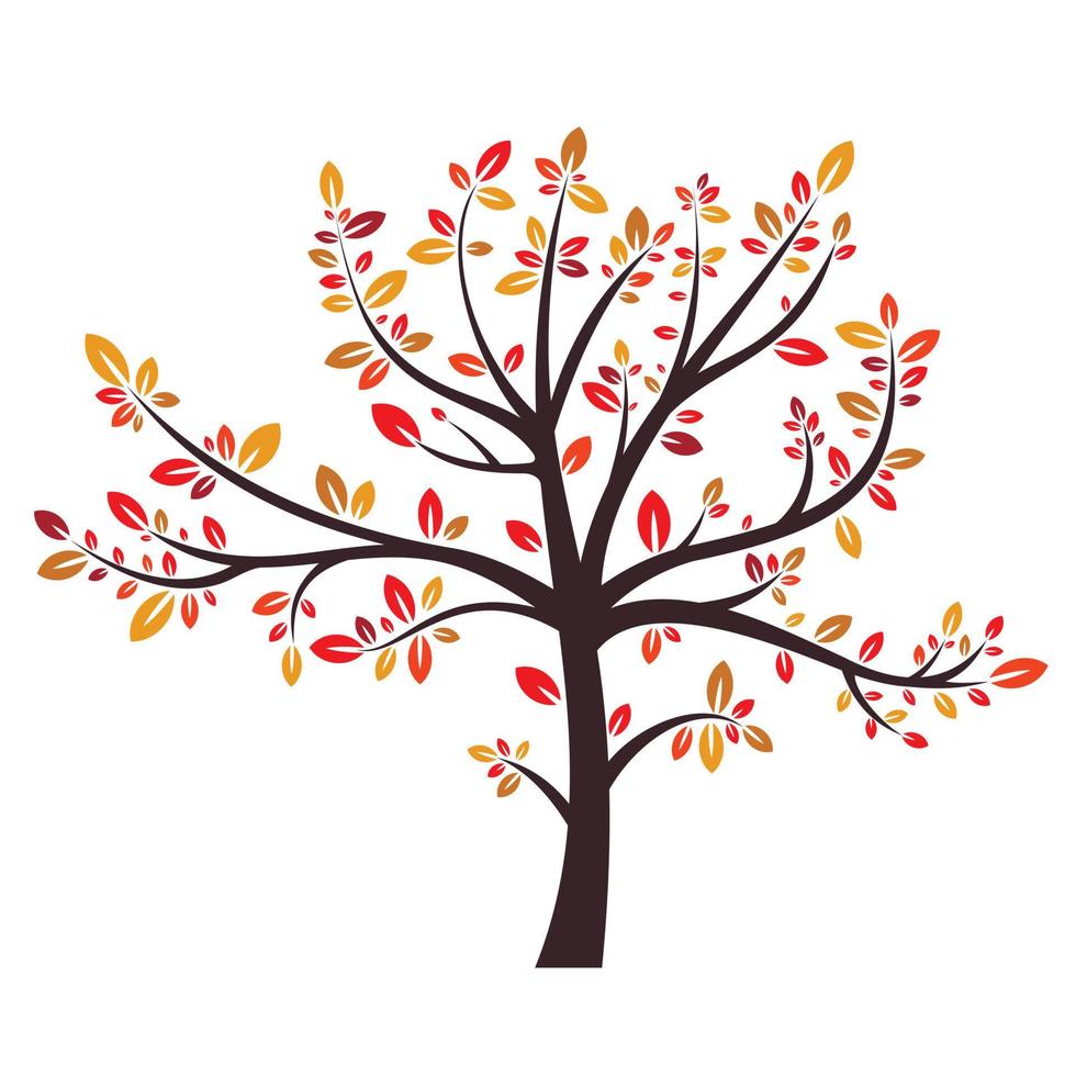 vector plano de icono de árbol de otoño. follaje de hoja