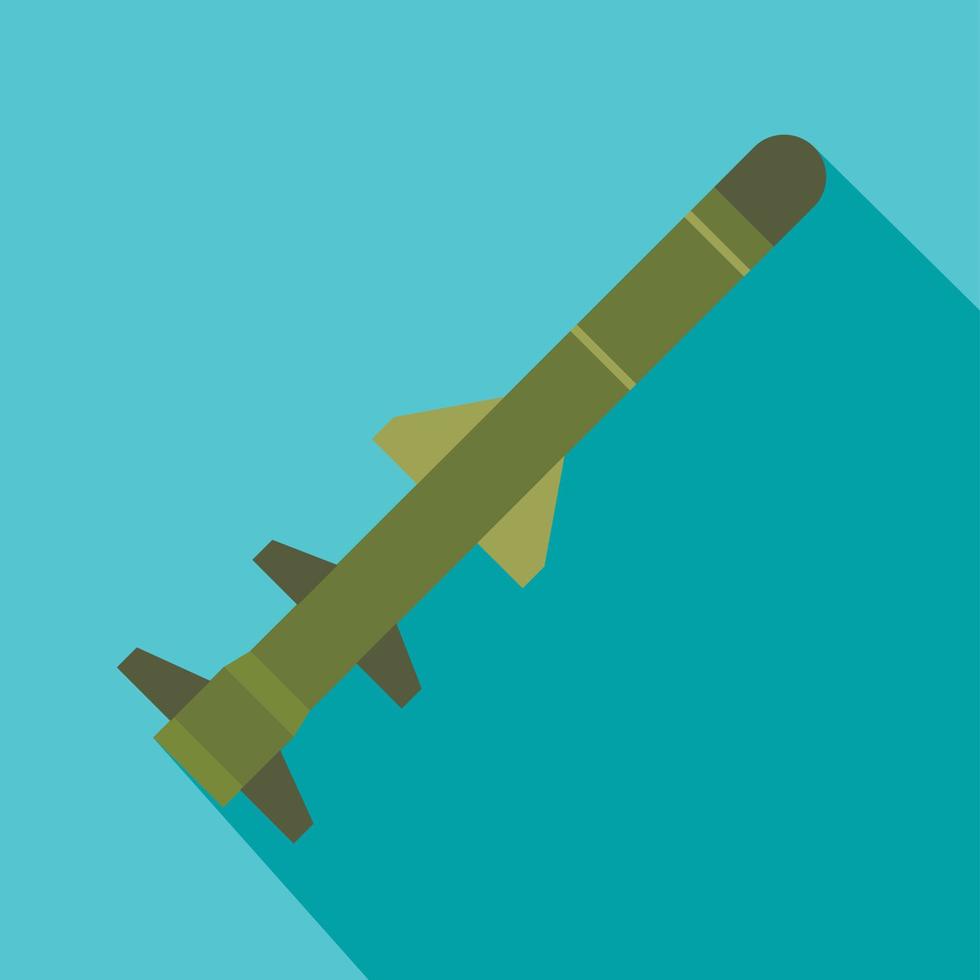 icono plano de misil militar volador vector