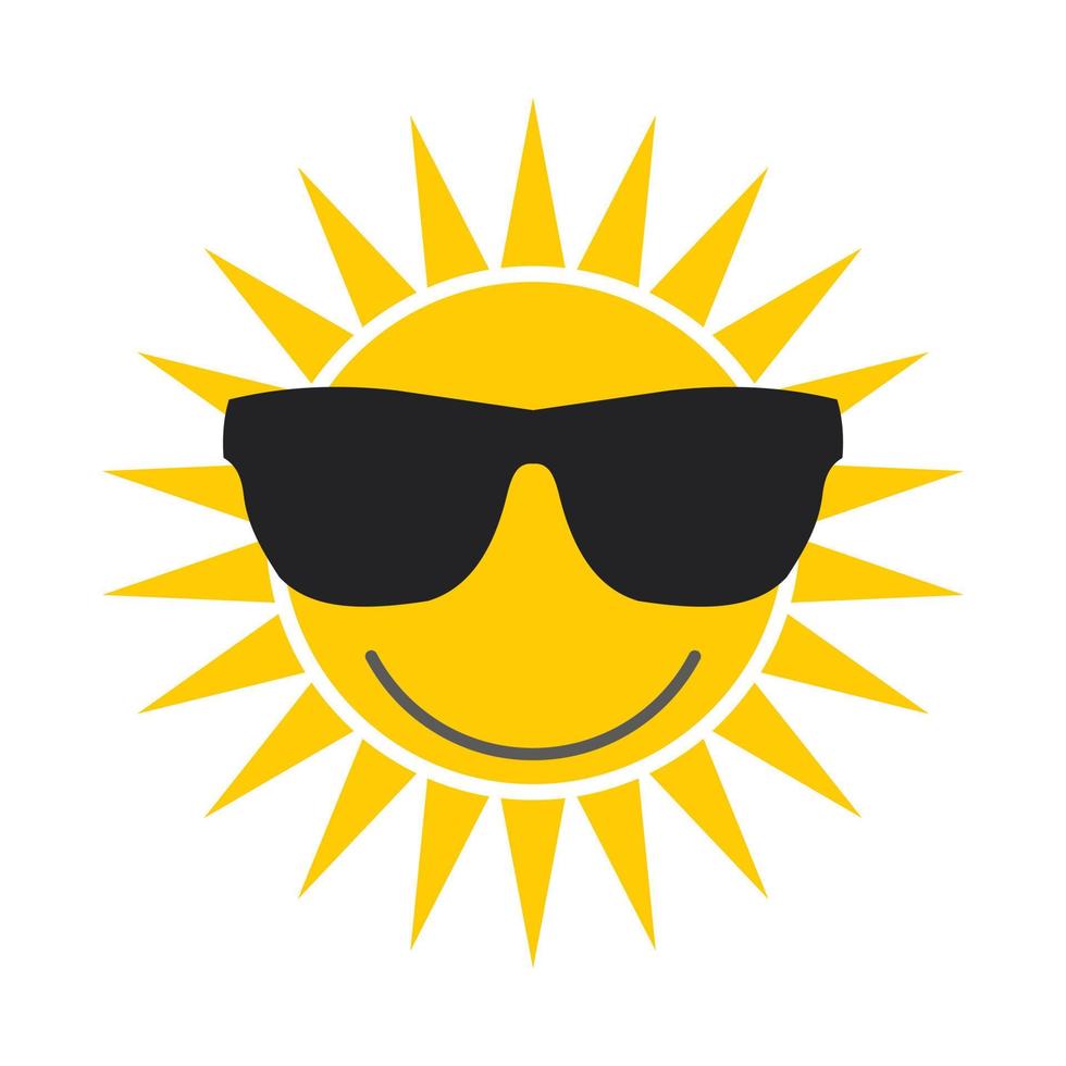 Sun with glasses icon vector