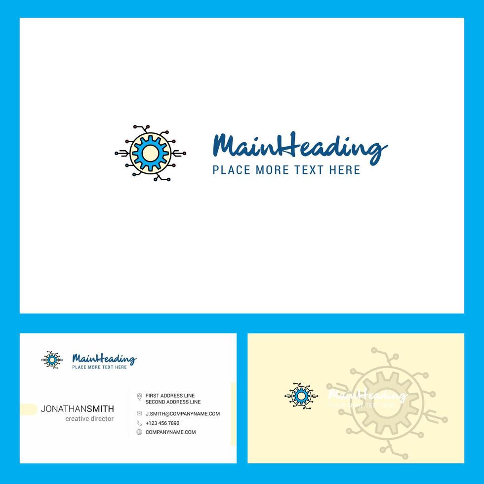 Setting gear Logo design with Tagline Front and Back Busienss Card Template Vector Creative Design