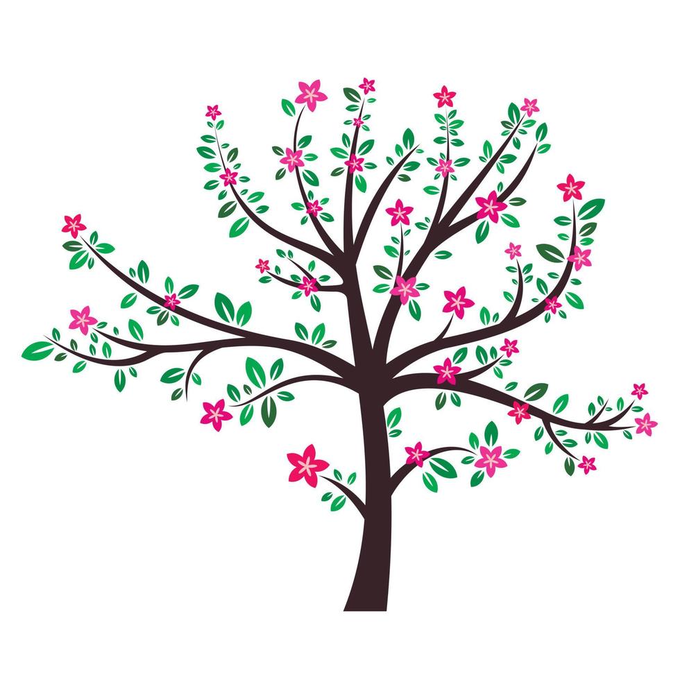 vector plano de icono de árbol de flores. cereza sakura