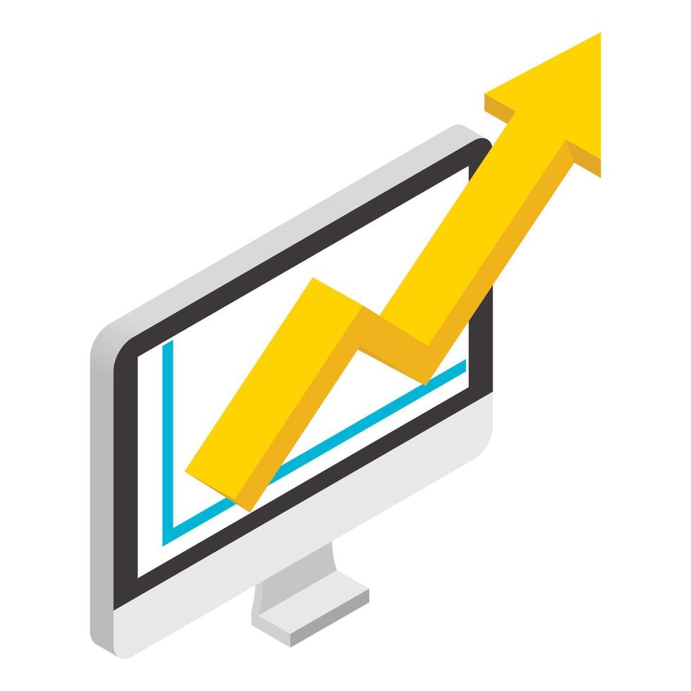 Growth chart isometric icon vector