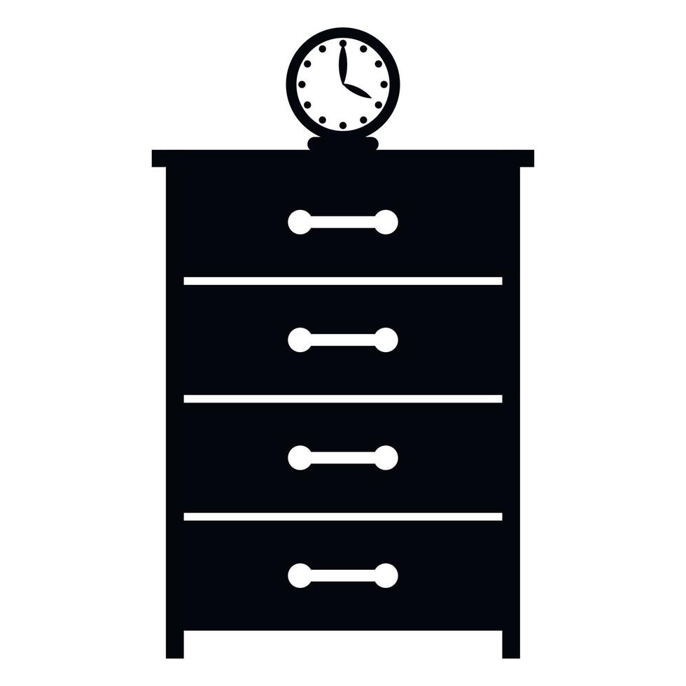 Dresser with a clock simple icon vector