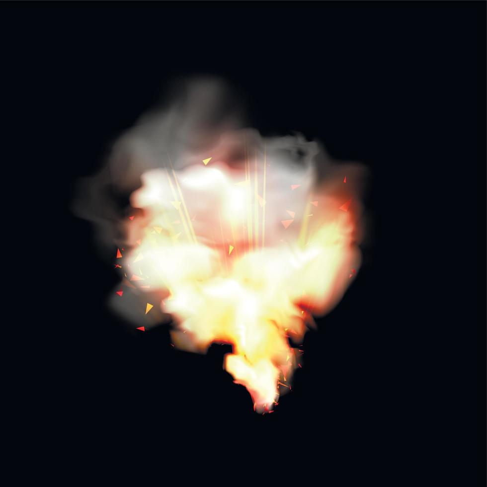 Realistic smoke and fire icon vector
