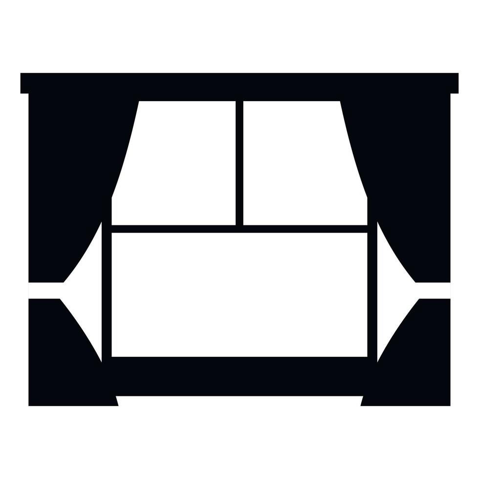 ventana con cortinas icono simple vector