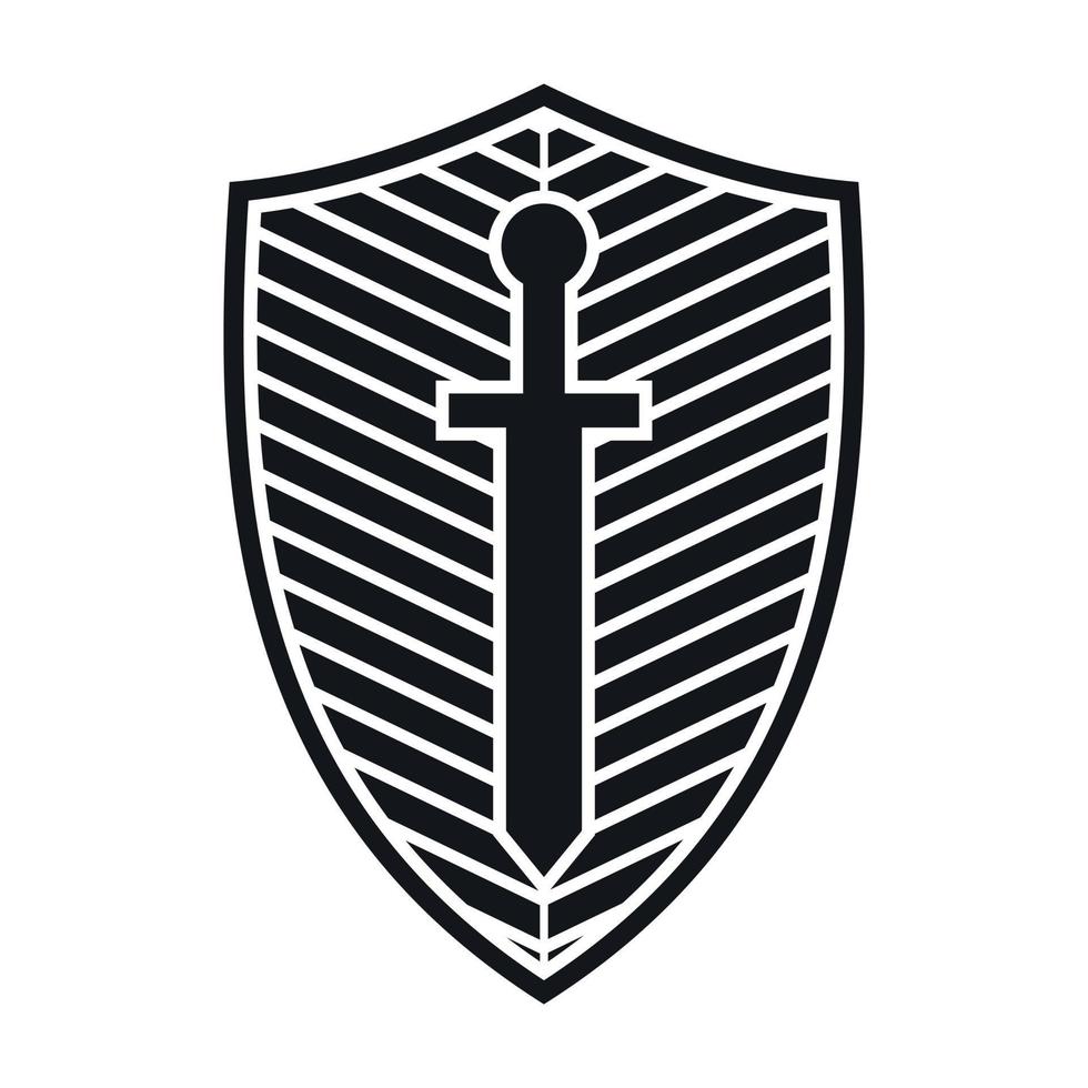 Sword shield icon simple vector. Medieval logo vector