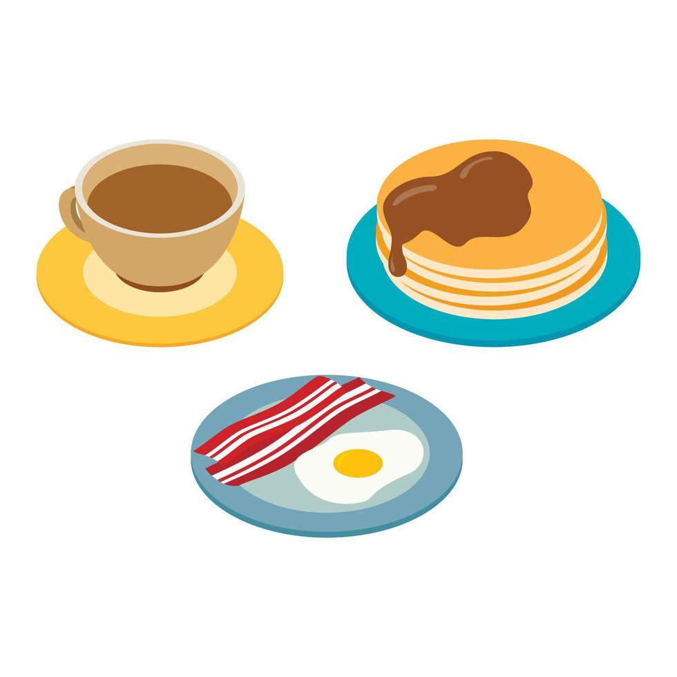 Breakfast isometric 3d icon vector