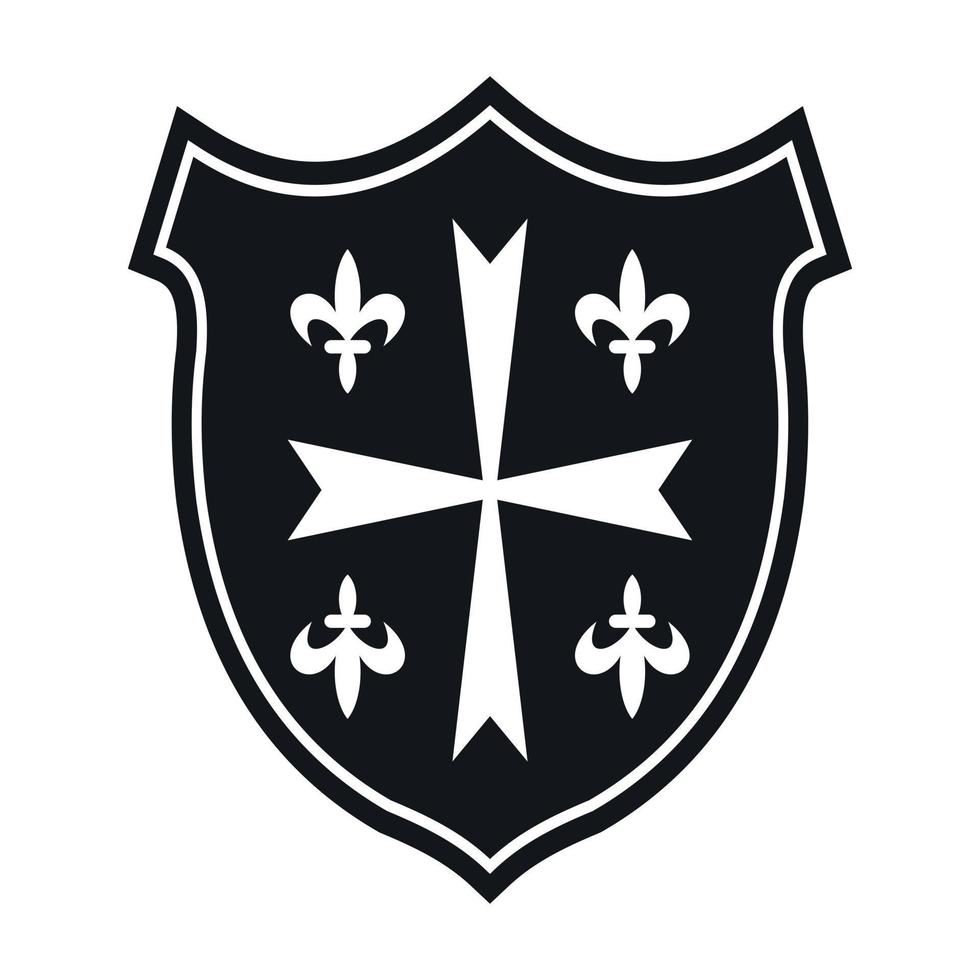 Shield emblem icon simple vector. Metal fantasy 14022060 Vector Art at
