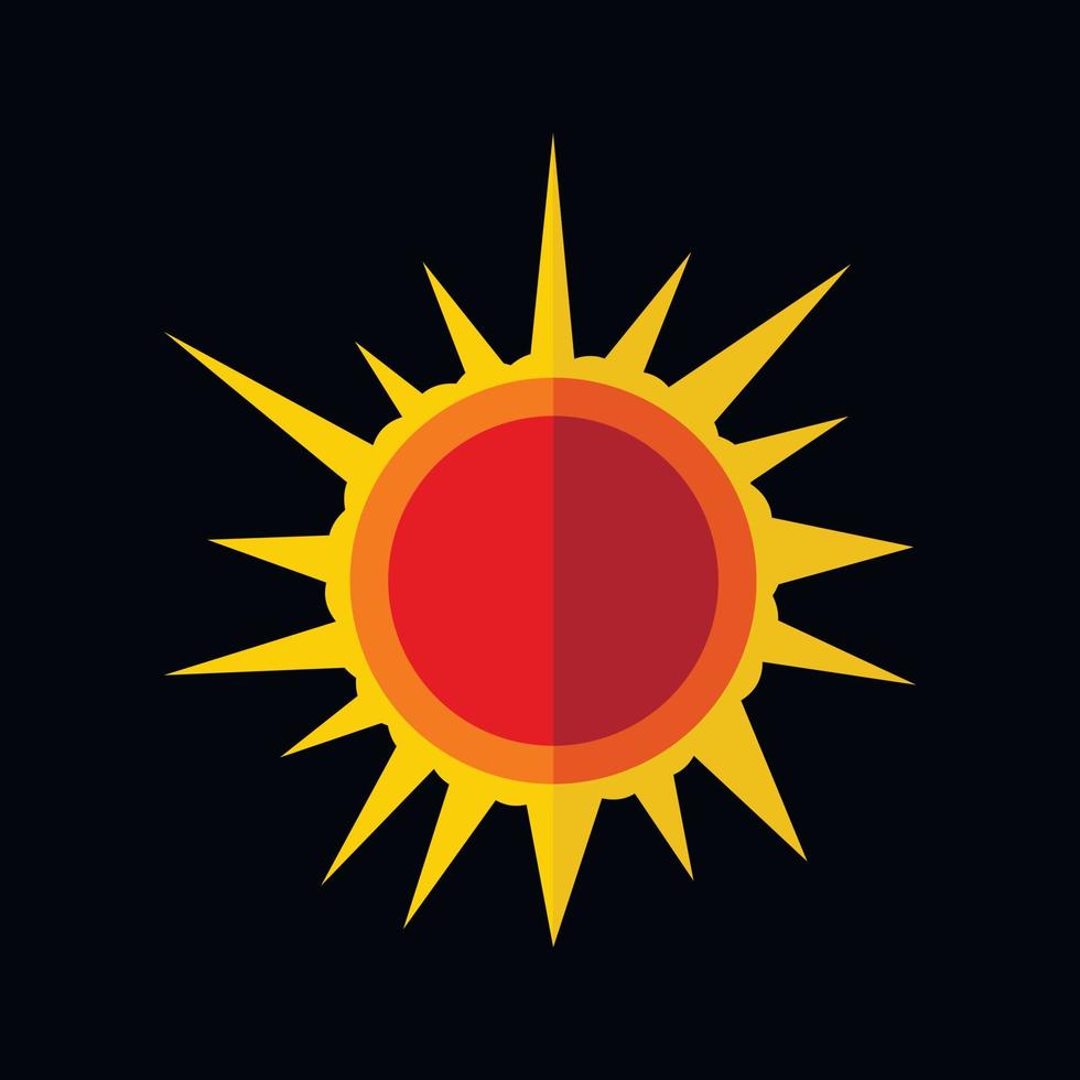 sol, plano, icono vector